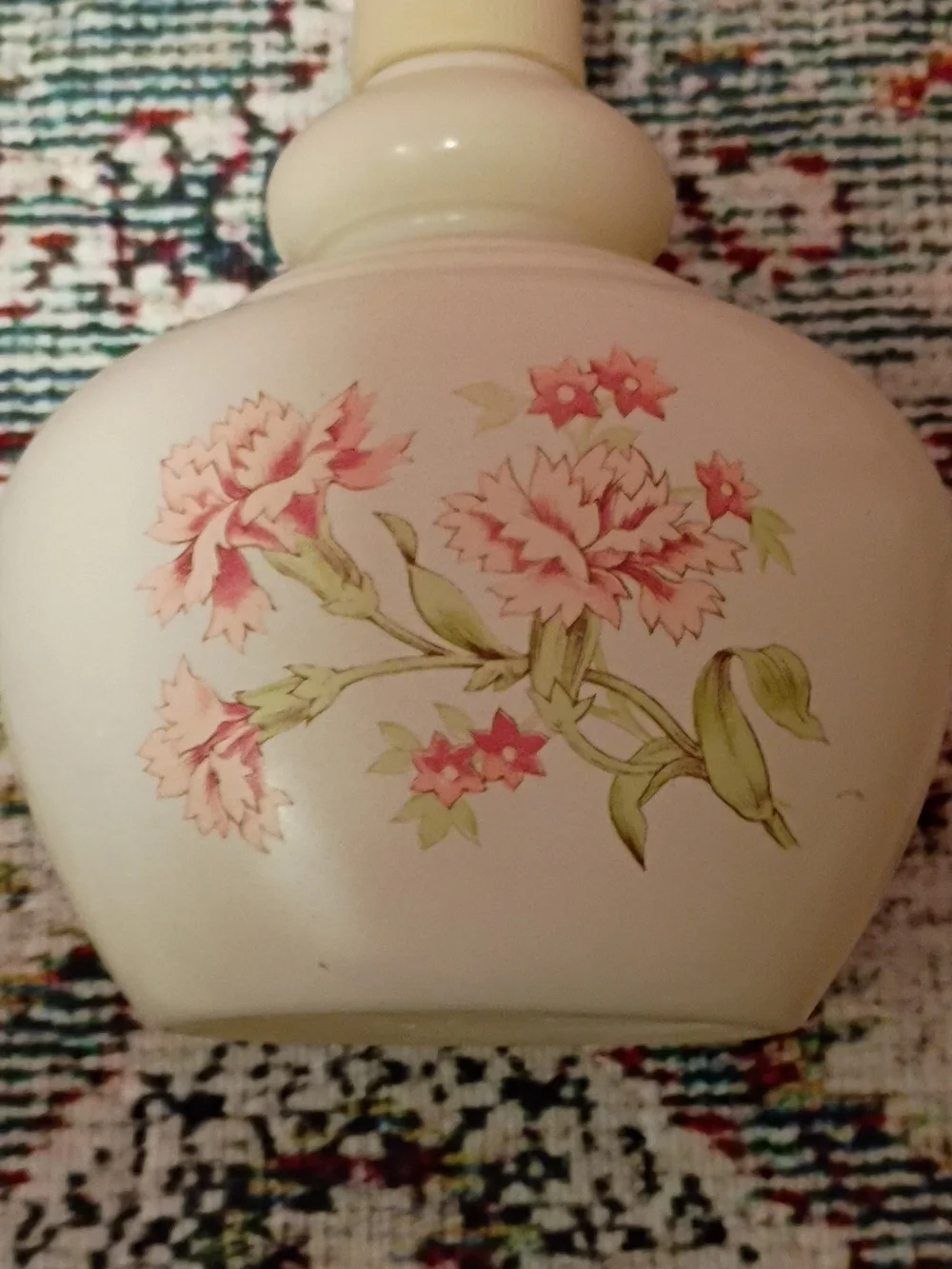 Avon Vintage Pink Floral Ceramic Lotion Pump